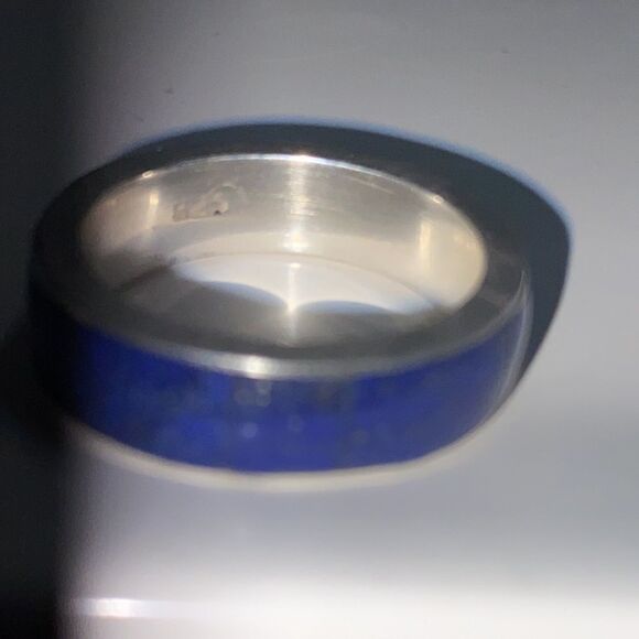Sterling Silver & Blue Lapis Inlay Ring Unisex size 8.5 - Picture 5 of 6